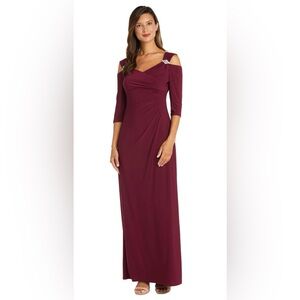 Column Evening Gown with Off the Shoulder Cutouts